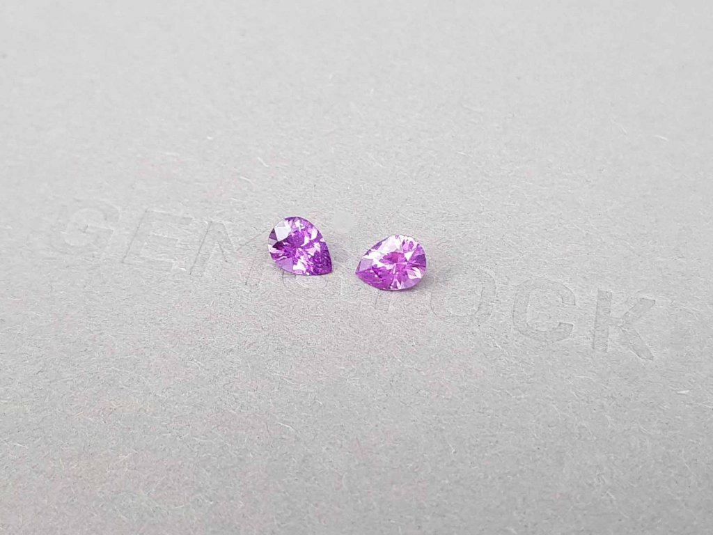 Pair of unheated pear cut pink sapphires 0.98 ct, Madagascar Image №3