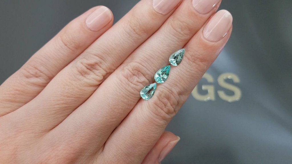 Set of Paraiba tourmalines in pear cut 2.80 carats, Mozambique Image №2