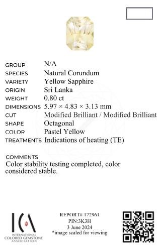 Yellow sapphire radiant cut 0.80 carat, Sri Lanka Image №6