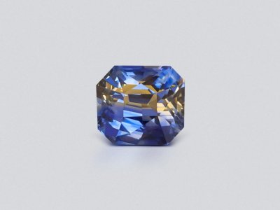 Unheated bi-color yellow-blue sapphire in octagon cut 3.00 carats, Sri Lanka  photo