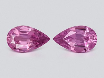 Pair of unheated pink sapphires in pear cut 2.47 carats, Madagascar photo