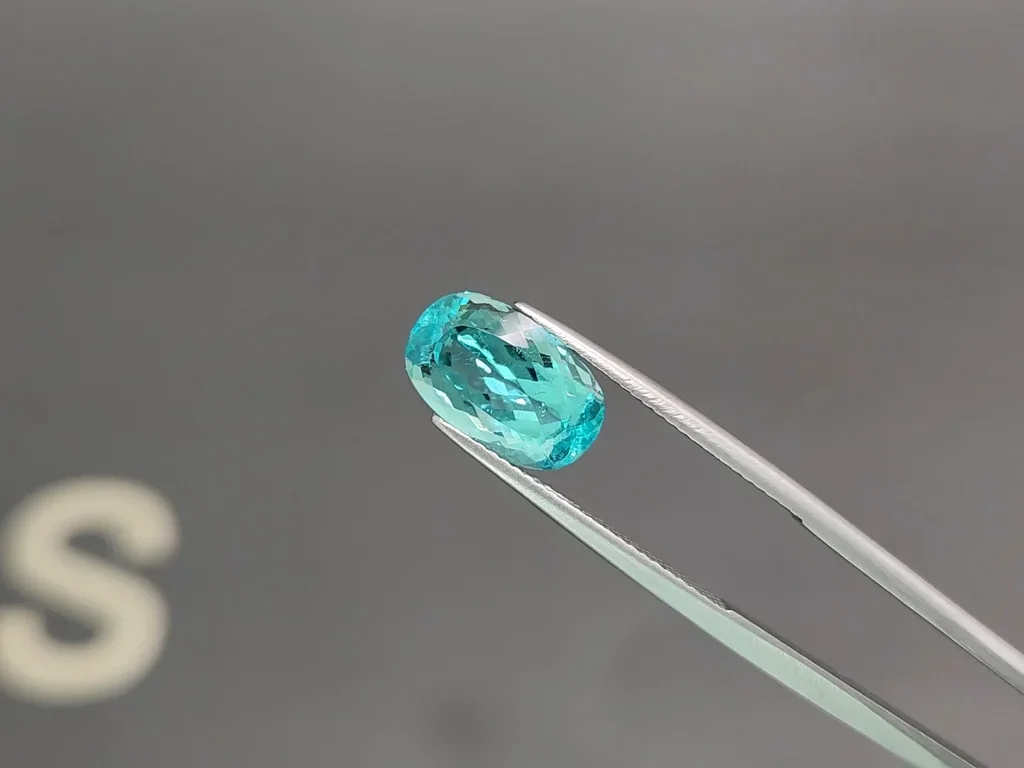 Neon blue tourmaline Paraiba in cushion cut 4.02 carats, Nigeria Image №3