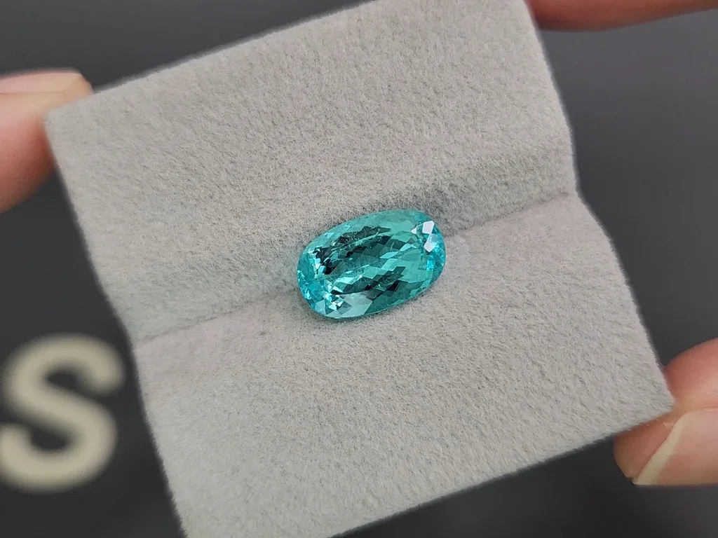 Neon blue tourmaline Paraiba in cushion cut 4.02 carats, Nigeria Image №4