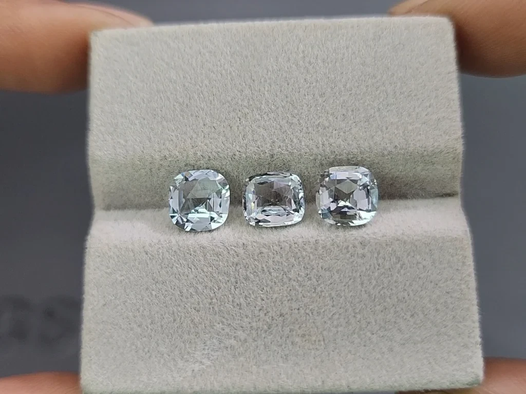 Set of aquamarines cushion cut  2.95 carats, Madagascar Image №5