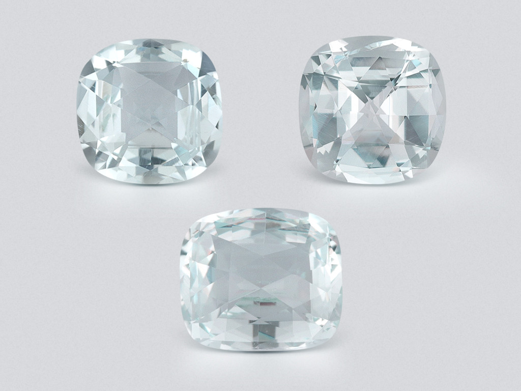 Set of aquamarines cushion cut  2.95 carats, Madagascar Image №1