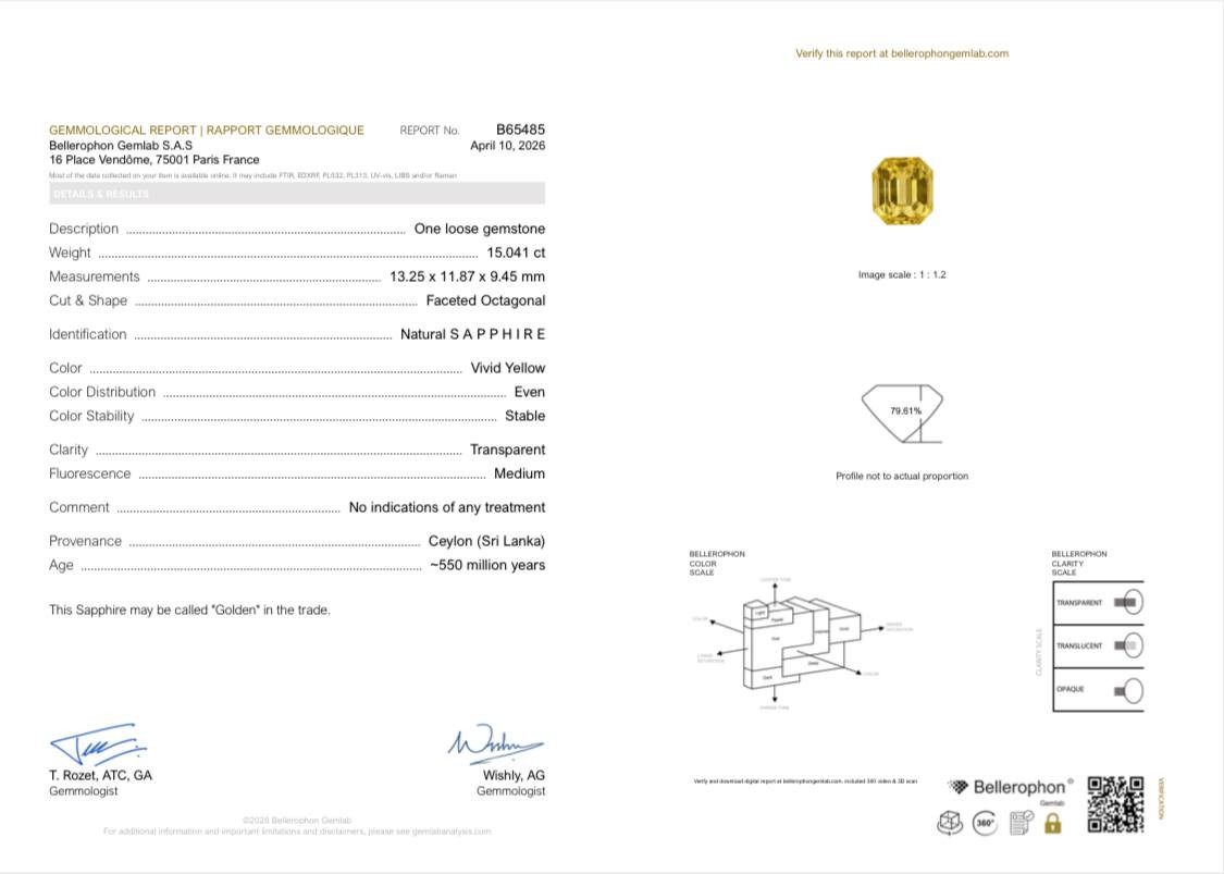 Unheated Golden color sapphire 15.04 carats in octagon cut, Sri Lanka Image №6