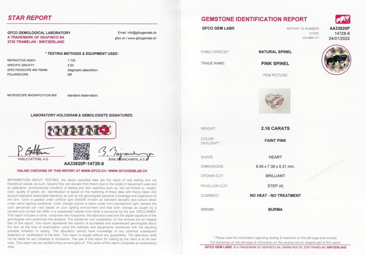 Heart cut pink spinel 2.16 ct, Burma Image №5