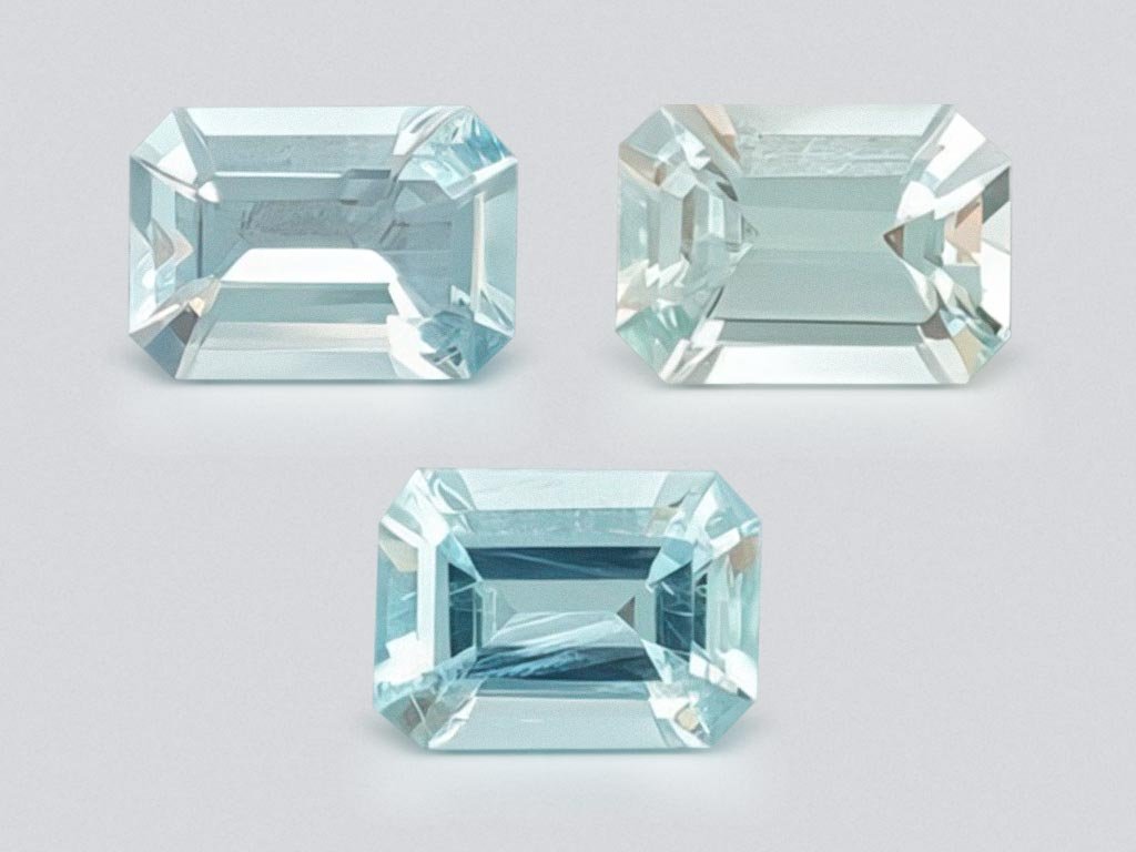 Set of octagon cut aquamarines 2.25 ct from Madagascar Image №1