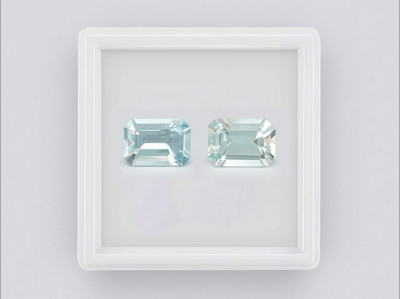 Pair of octagon cut aquamarines 1.49 carats, Madagascar photo