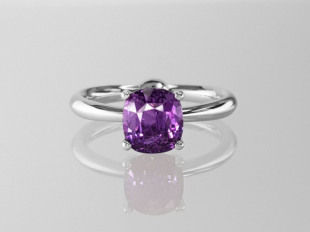 Ring with a rare natural color change sapphire 2.55 ct  in 18K white gold Image №1