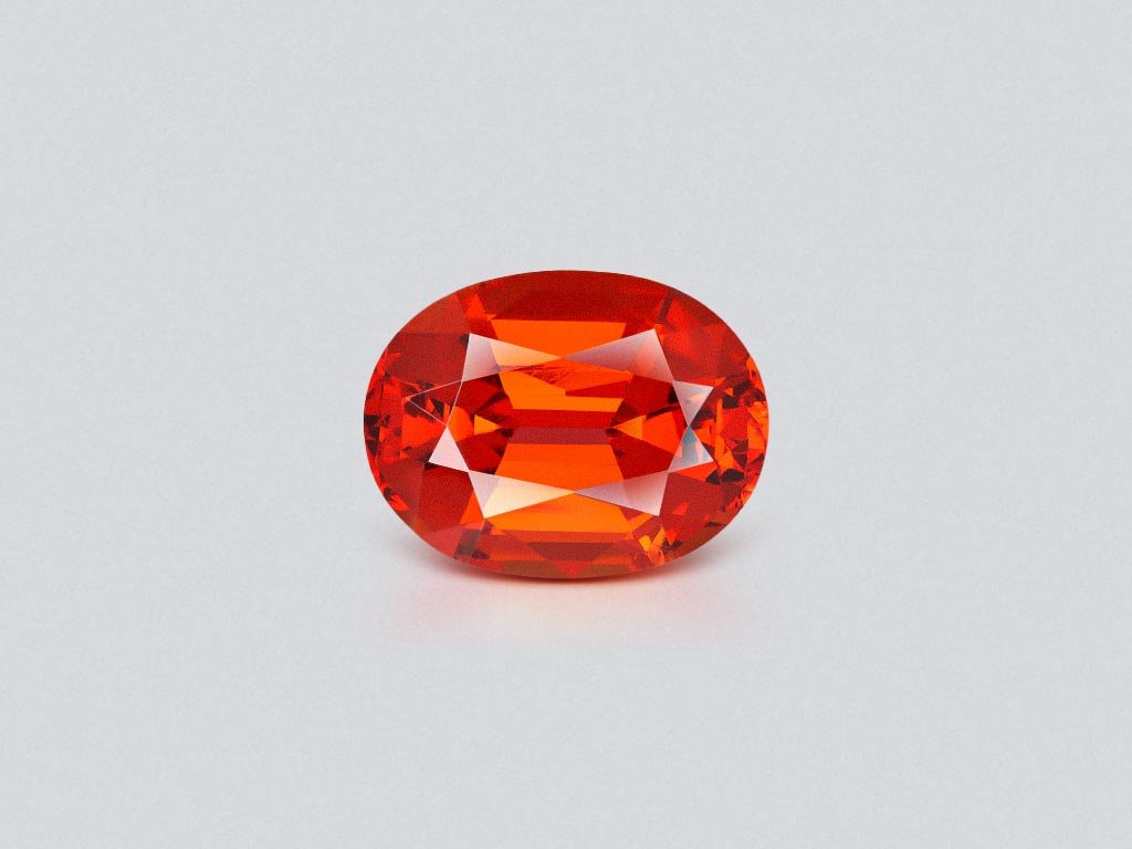 Vivid orange-red spessartine in oval cut 12.88 carats, Nigeria  Image №1
