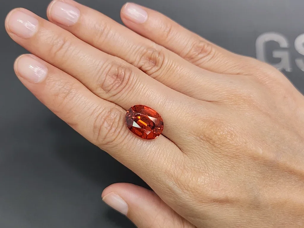 Vivid orange-red spessartine in oval cut 12.88 carats, Nigeria  Image №2