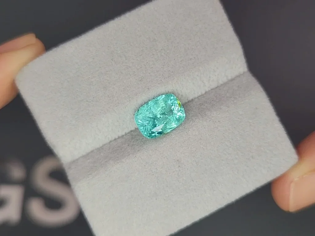 Neon blue Paraiba tourmaline in cushion cut 2.46 carats, Mozambique  Image №4