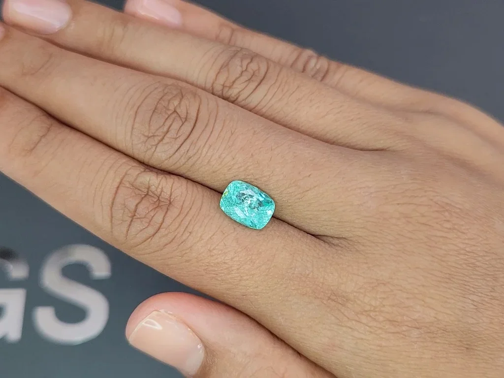 Neon blue Paraiba tourmaline in cushion cut 2.46 carats, Mozambique  Image №2