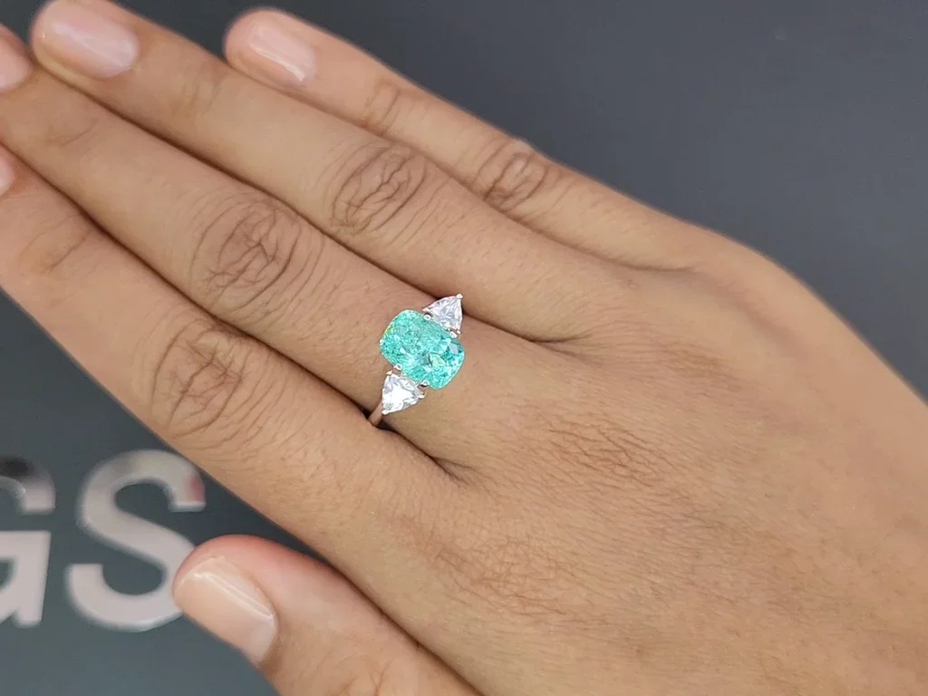 Neon blue Paraiba tourmaline in cushion cut 2.46 carats, Mozambique  Image №5