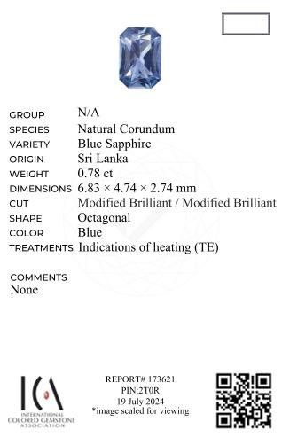 Blue sapphire in radiant cut 0.78 carats, Sri Lanka Image №6