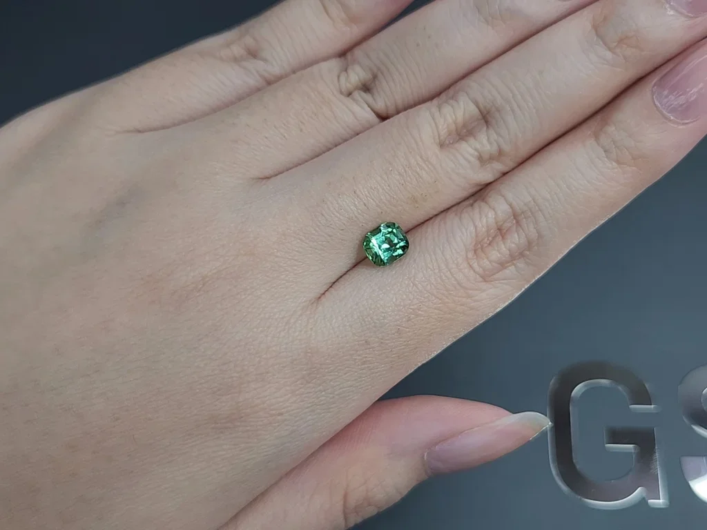 Green tourmaline сushion сut  1.10 carats, Afghanistan  Image №2