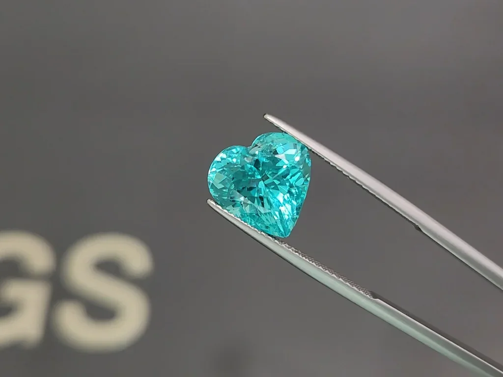 Neon Blue tourmaline Paraiba heart cut 5.32 carats, Nigeria Image №3