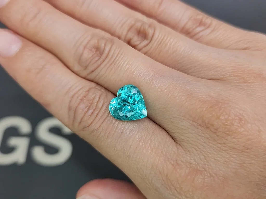 Neon Blue tourmaline Paraiba heart cut 5.32 carats, Nigeria Image №2