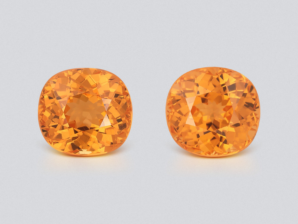 Pair of spessartites Fanta color cushion cut 6.50 carats, Africa Image №1