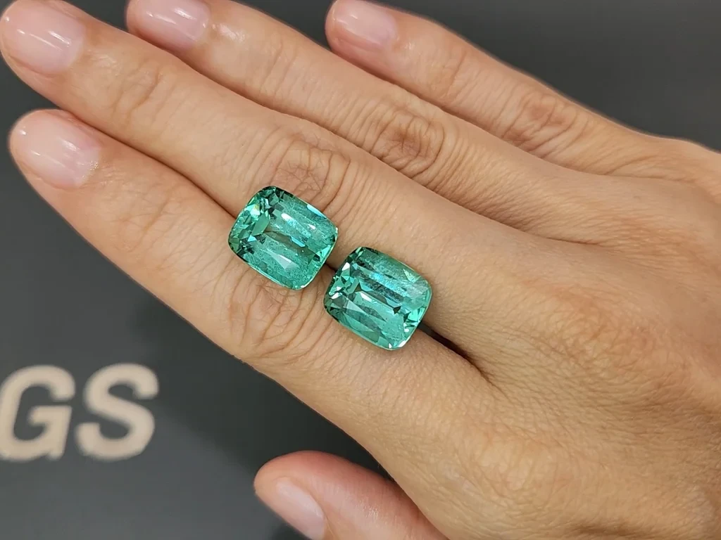 Pair of tourmalines Lagoon cushion cut 17.67 carats, Afghanistan Image №2