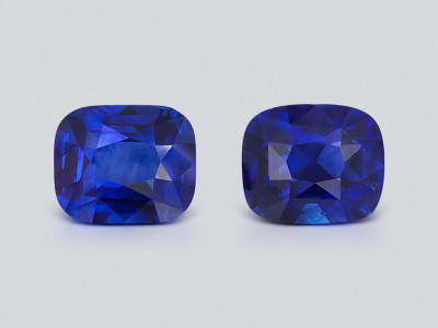 Pair of sapphires Royal Blue cushion cut 4.10 carats, Sri Lanka photo