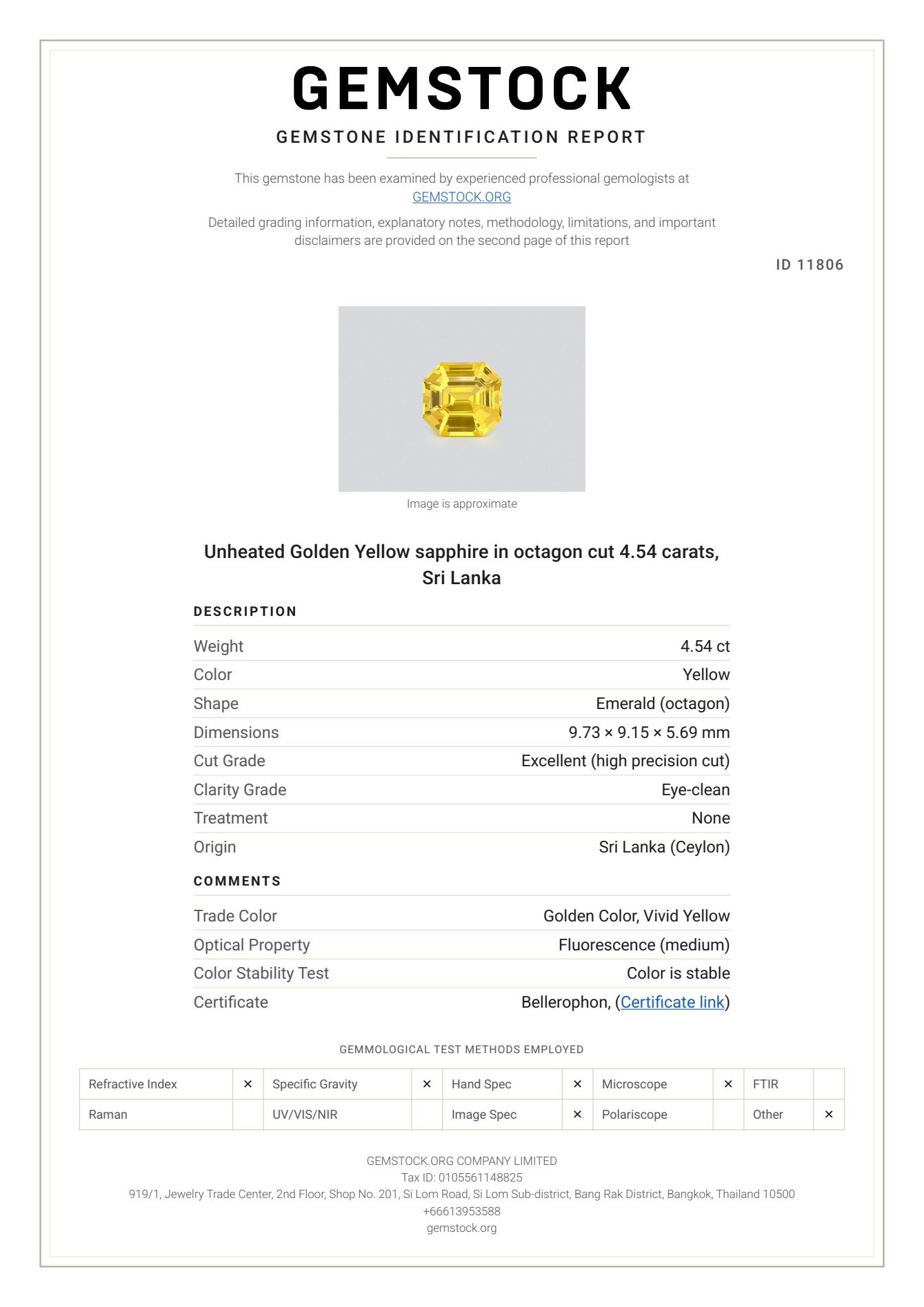 Unheated Golden Yellow sapphire in octagon cut 4.54 carats, Sri Lanka Image №7