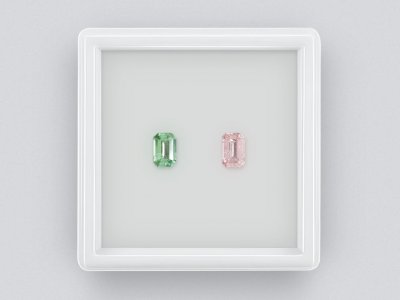 Contrasting pair of pink and green octagon-cut tourmaline 0.98 ct photo