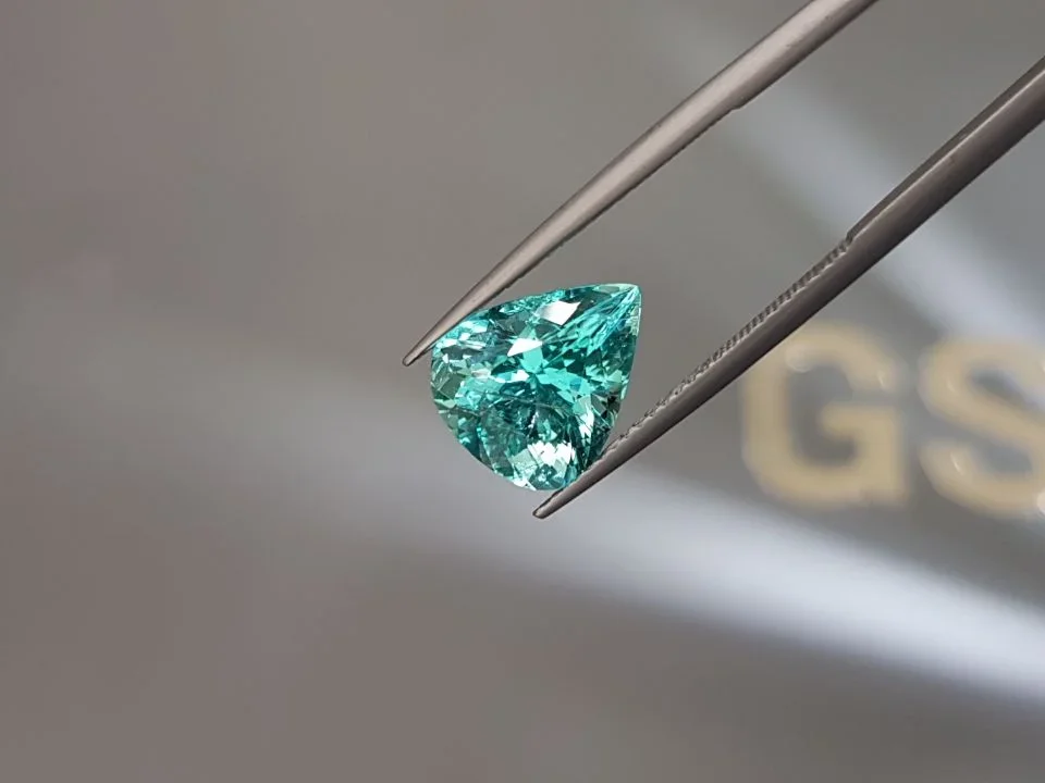Neon blue Paraiba tourmaline in pear cut 4.32 carats, Mozambique Image №3