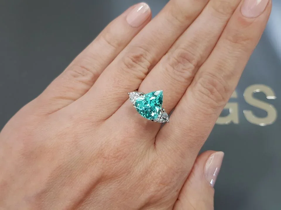 Neon blue Paraiba tourmaline in pear cut 4.32 carats, Mozambique Image №5