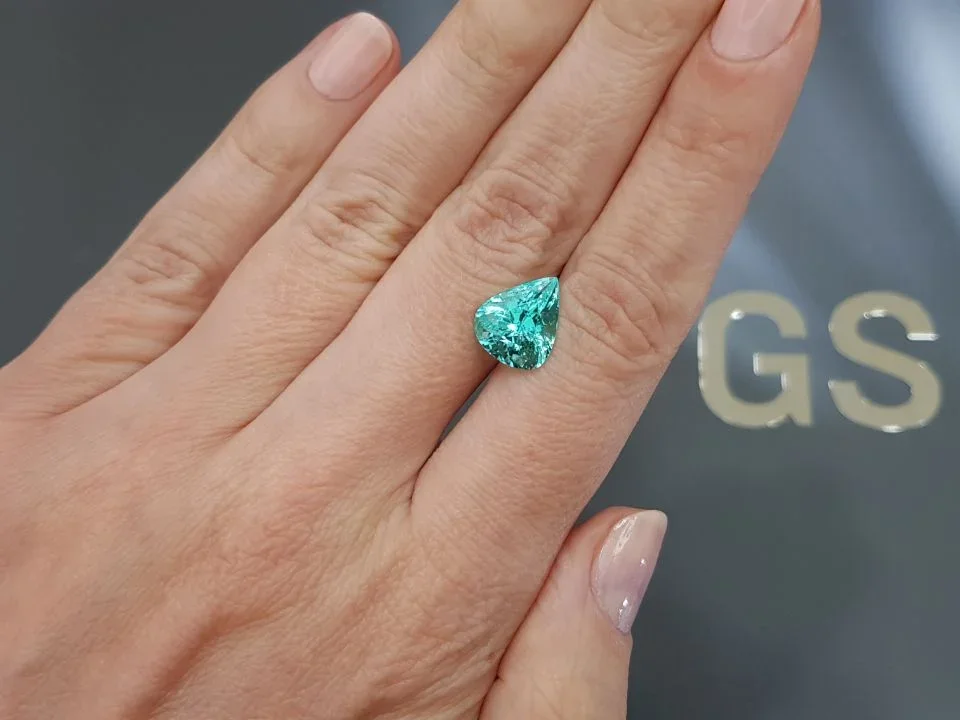 Neon blue Paraiba tourmaline in pear cut 4.32 carats, Mozambique Image №2