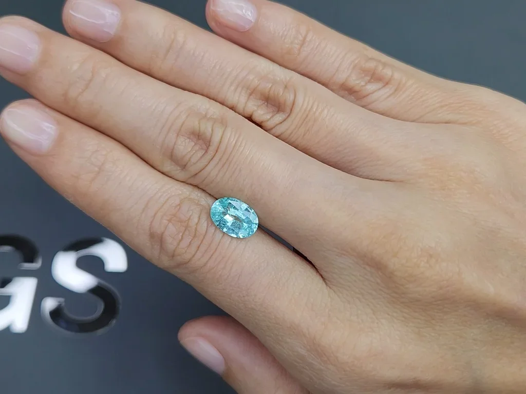 Neon blue Paraiba tourmaline in oval cut 1.52 carats, Mozambique Image №2