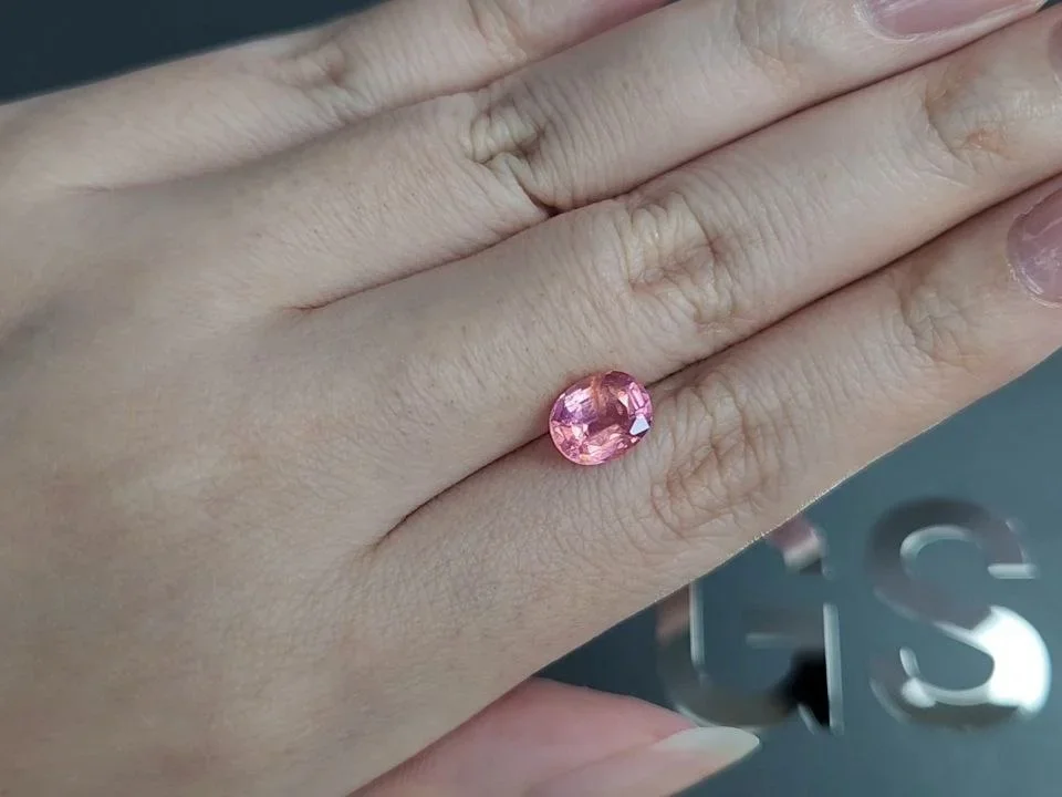 Pink-orange spinel in oval cut 2.11 carats, Tanzania Image №2