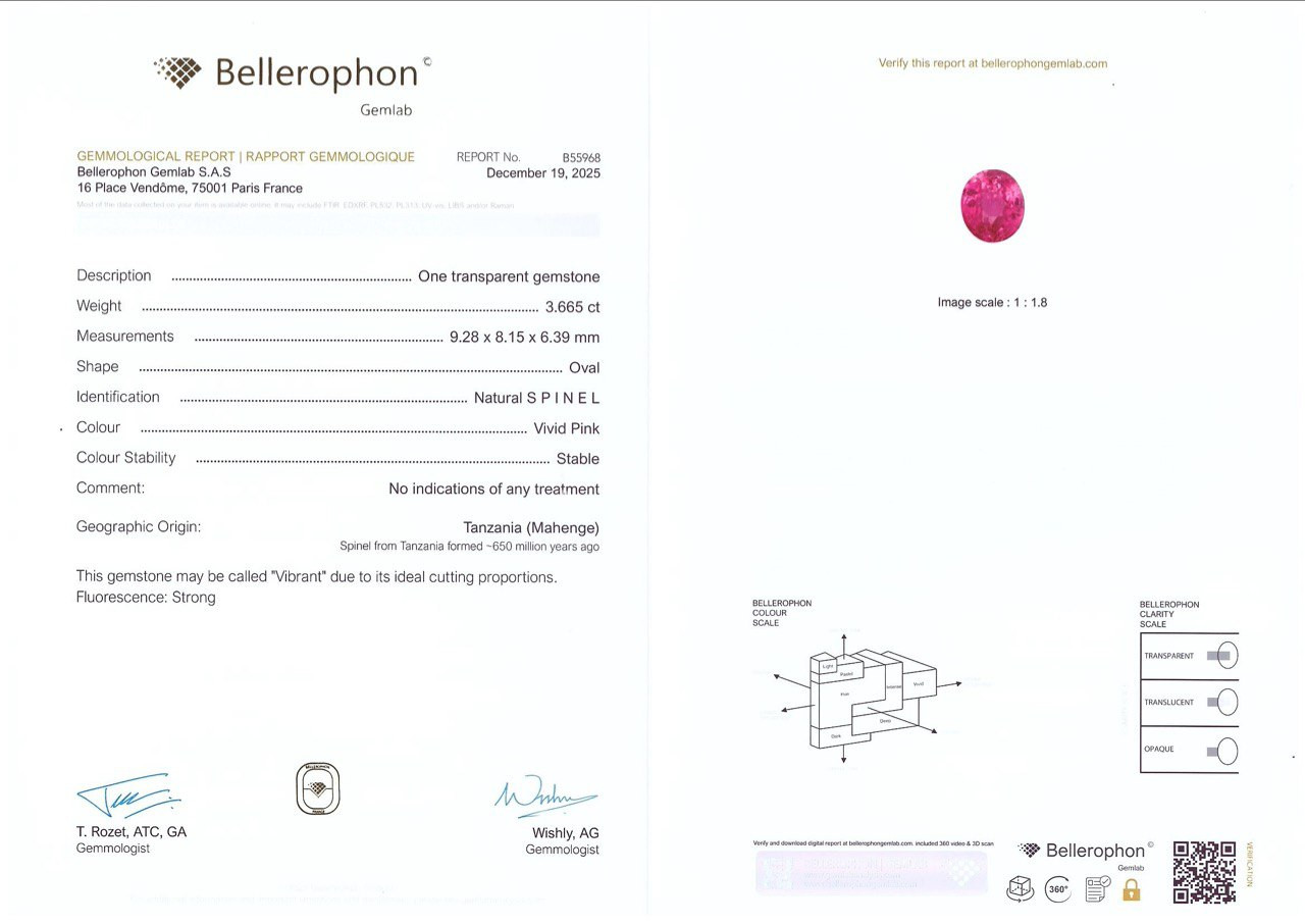 Vibrant vivid pink Mahenge spinel in oval cut 3.67 carats, Tanzania   Image №6