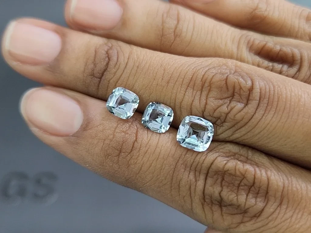Set of aquamarines cushion cut 2.89 carats, Madagascar Image №2