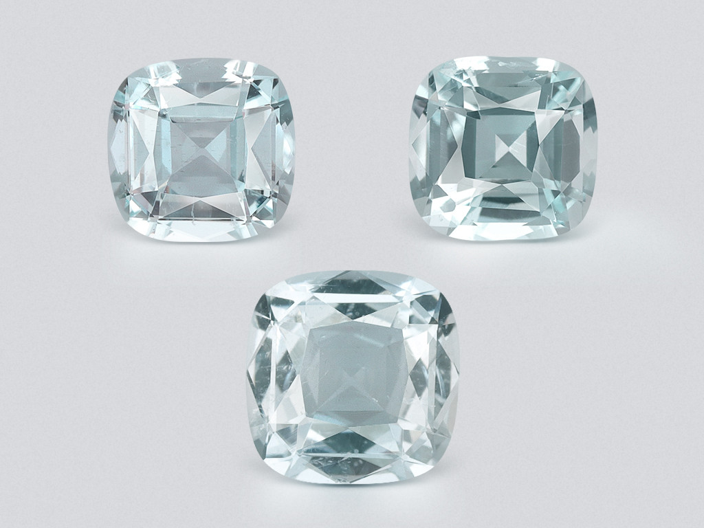 Set of aquamarines cushion cut 2.89 carats, Madagascar Image №1