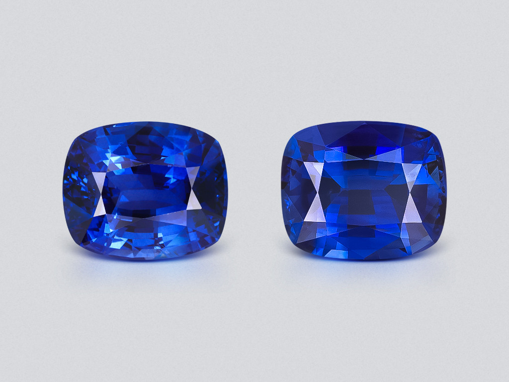 Pair of sapphires Royal Blue cushion cut 11.69 carats, Sri Lanka Image №1