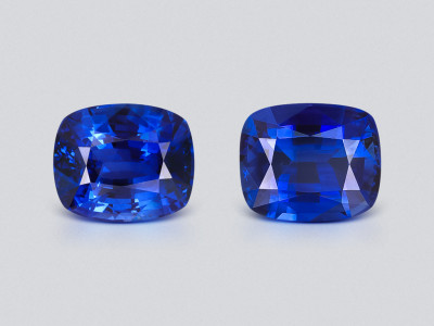 Pair of sapphires Royal Blue cushion cut 11.69 carats, Sri Lanka photo
