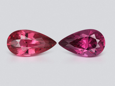 Pair of spinels red-pink Mahenge pear cut 2.28 carats, Tanzania photo