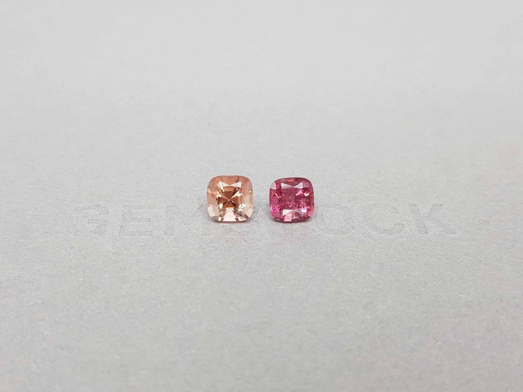 Bright contrasting pair of pink and orange tourmalines 2.00 ct Image №1