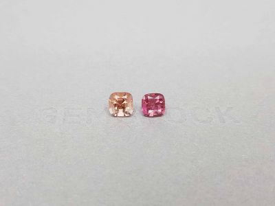 Bright contrasting pair of pink and orange tourmalines 2.00 ct photo