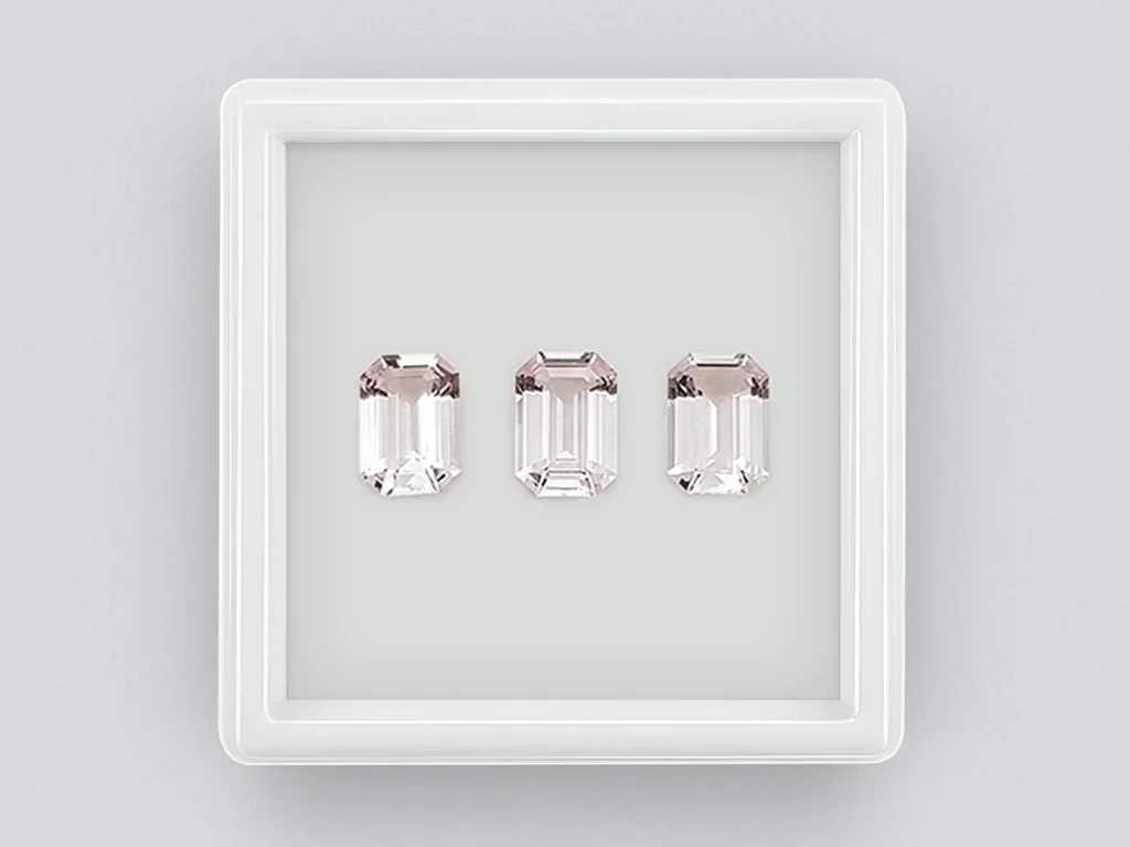 Set of African pink morganites octagon cut 3.10 ct Image №1