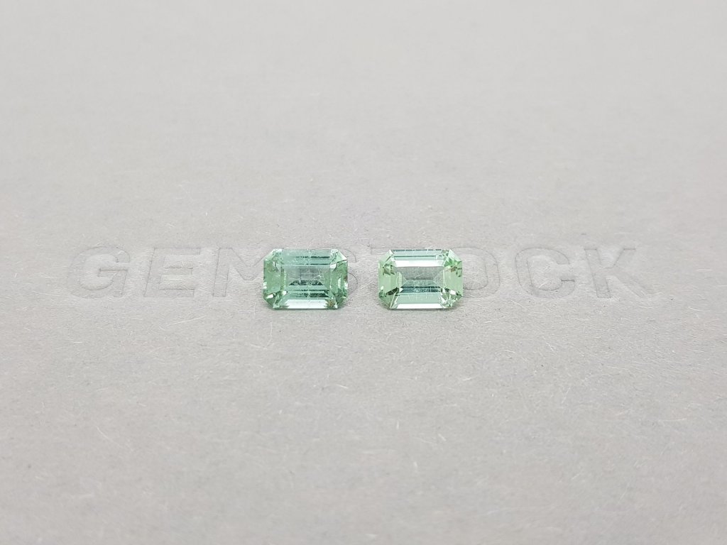Pair of bluish-green octagon-cut tourmalines 1.82 ct Image №2