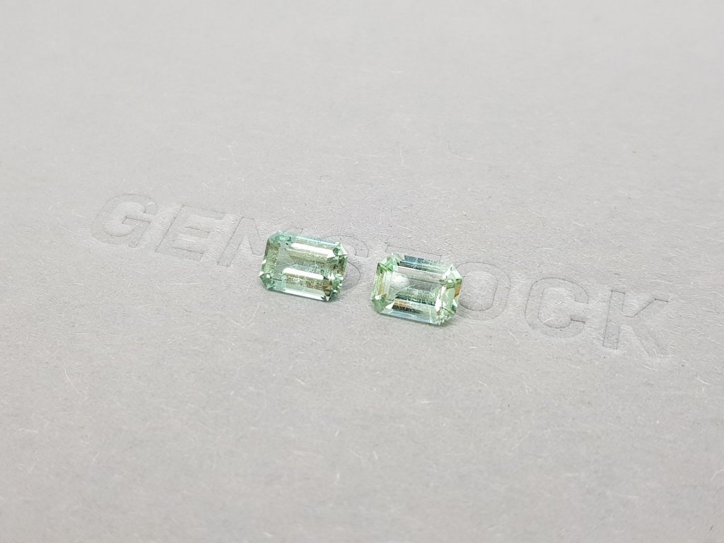 Pair of bluish-green octagon-cut tourmalines 1.82 ct Image №4