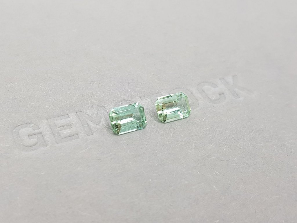 Pair of bluish-green octagon-cut tourmalines 1.82 ct Image №3