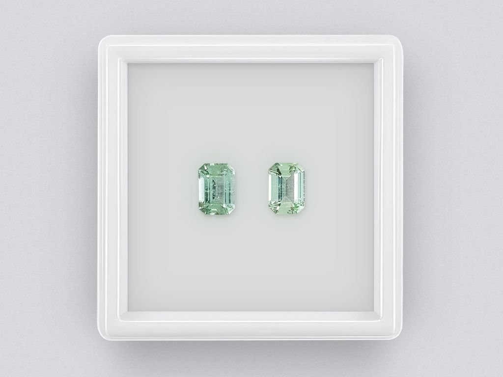 Pair of bluish-green octagon-cut tourmalines 1.82 ct Image №1