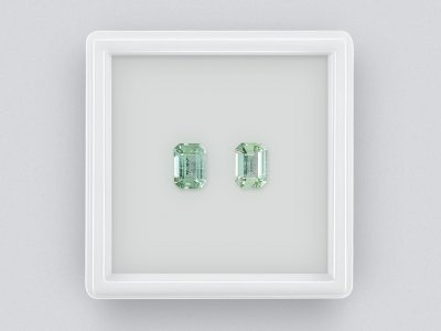 Pair of bluish-green octagon-cut tourmalines 1.82 ct photo