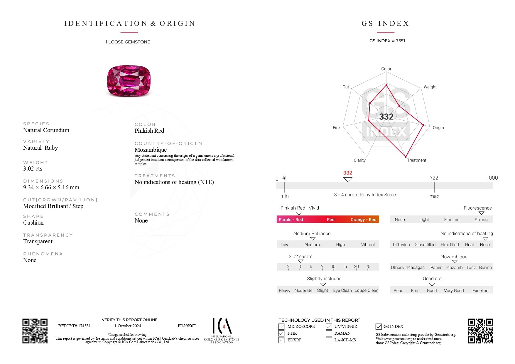 Unheated vibrant pink-red ruby 3.02 carats in cushion cut, Mozambique  Image №6