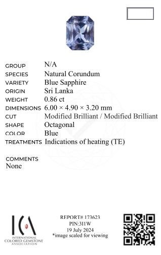 Pastel blue sapphire in radiant cut 0.86 carats, Sri Lanka Image №6