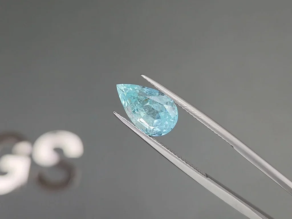 Neon blue Paraiba tourmaline in pear cut 4.36 carats, Mozambique Image №3